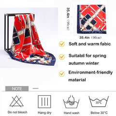 Square Silk Scarf Classic Chain Print Shawl Satin Headwraps Bandana Foulard