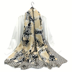 Leopard Print Scarf Block Warm Shawl Women