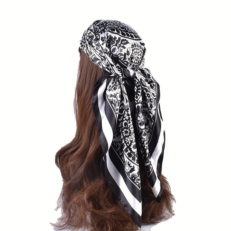 Boho Paisley Print Bandana Vintage Silk Square Scarf Casual Satin Shawl