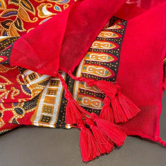 Floral Print Scarf with Tassels for Women