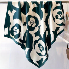 Camellia Print Shawl Large Square Scarf Outdoor Windproof Headwrap