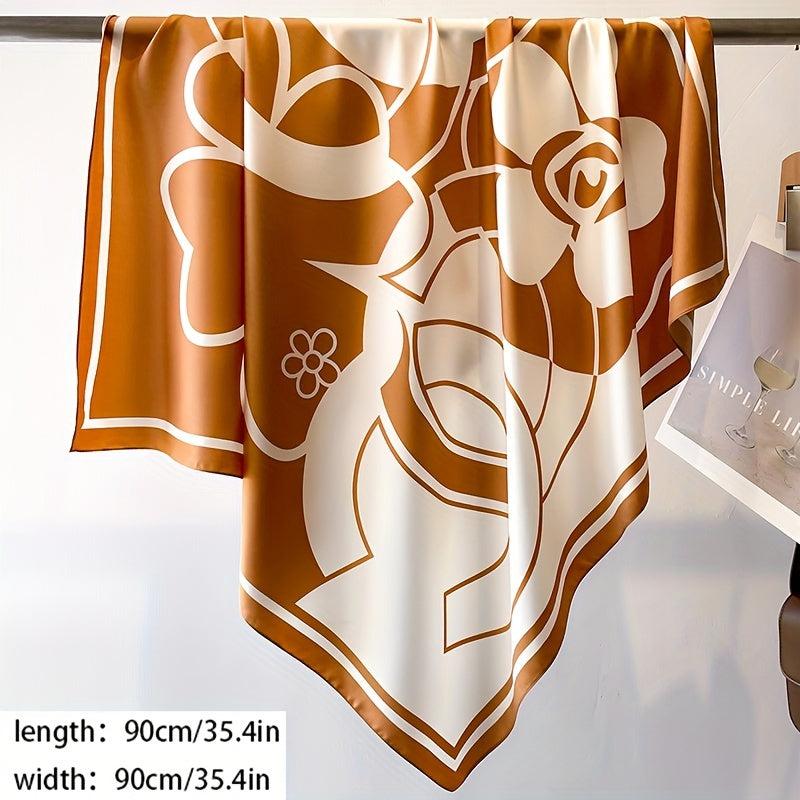 Camellia Print Shawl Large Square Scarf Outdoor Windproof Headwrap