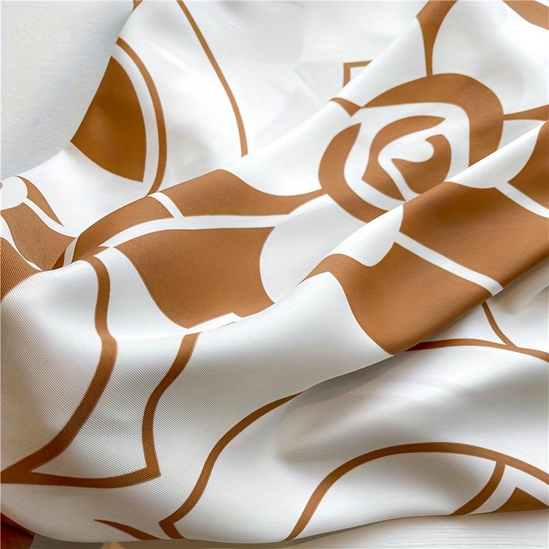 Camellia Print Shawl Large Square Scarf Outdoor Windproof Headwrap