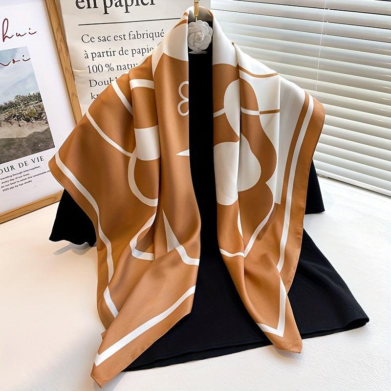 Camellia Print Shawl Large Square Scarf Outdoor Windproof Headwrap
