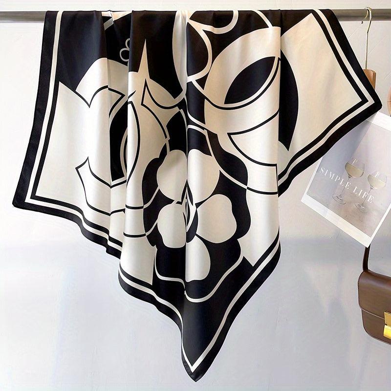 Camellia Print Shawl Large Square Scarf Outdoor Windproof Headwrap