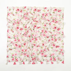Floral Chiffon Printed Scarf Silk Bandana Tassel Shawl