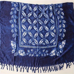 Geometric Leaf Print Scarf Tassel Shawl Vintage Hijab Boho Turban