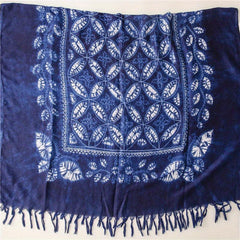 Geometric Leaf Print Scarf Tassel Shawl Vintage Hijab Boho Turban