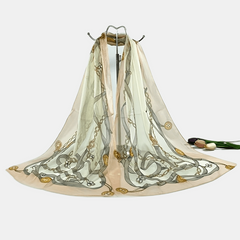 Classic Chain Print Chiffon Scarf Vintage Breathable Shawl Women Casual Head Wra
