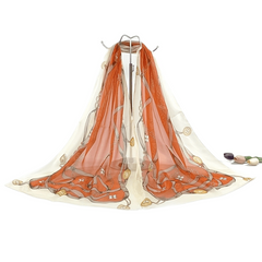 Classic Chain Print Chiffon Scarf Vintage Breathable Shawl Women Casual Head Wra