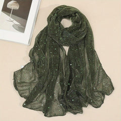 Sequin Sparkly Pleated Scarf Solid Shawl Windproof Head Wrap