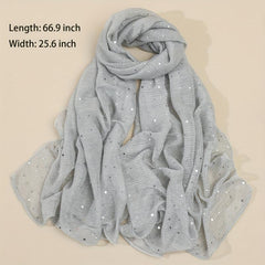 Sequin Sparkly Pleated Scarf Solid Shawl Windproof Head Wrap