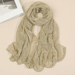 Sequin Sparkly Pleated Scarf Solid Shawl Windproof Head Wrap