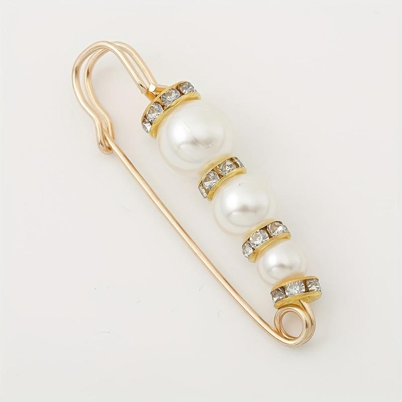 5pcs Pearl Decorated Scarf Pins Waist Safety Pins Brooches