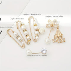 5pcs Pearl Decorated Scarf Pins Waist Safety Pins Brooches