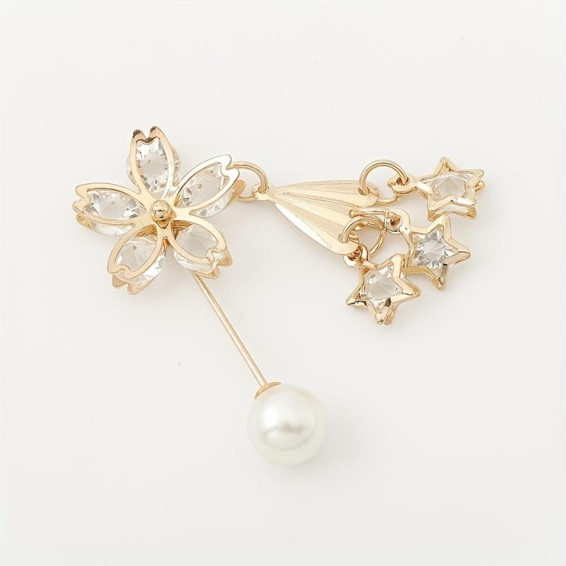 5pcs Pearl Decorated Scarf Pins Waist Safety Pins Brooches