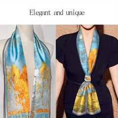 Geometric Print Silk Neck Scarf Bandana Hair Accessories