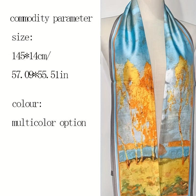 Geometric Print Silk Neck Scarf Bandana Hair Accessories