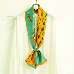 Geometric Print Silk Neck Scarf Bandana Hair Accessories