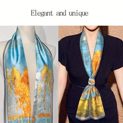 Geometric Print Silk Neck Scarf Bandana Hair Accessories