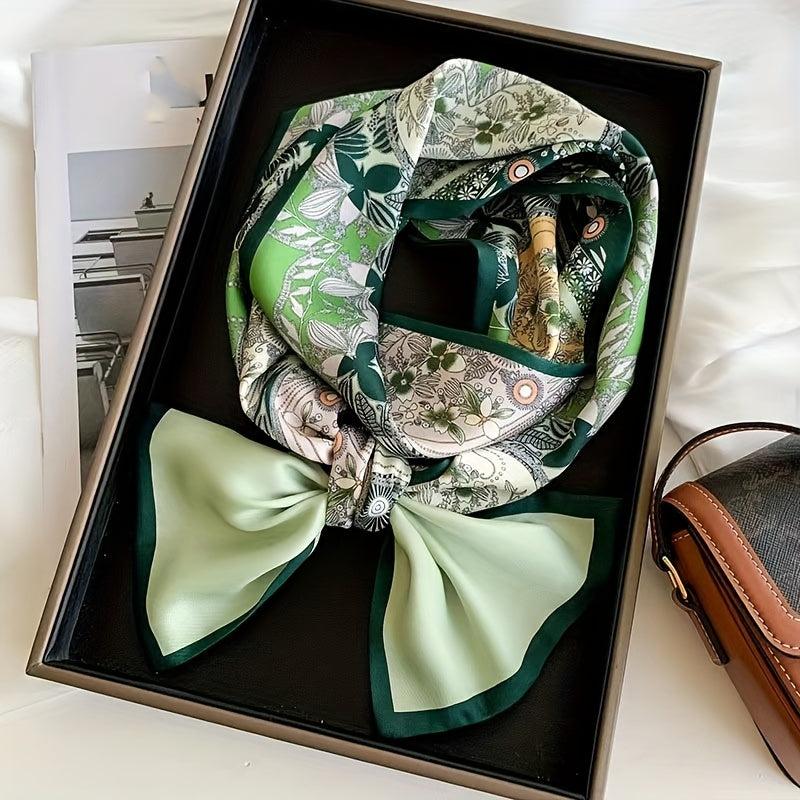 Geometric Print Silk Neck Scarf Bandana Hair Accessories