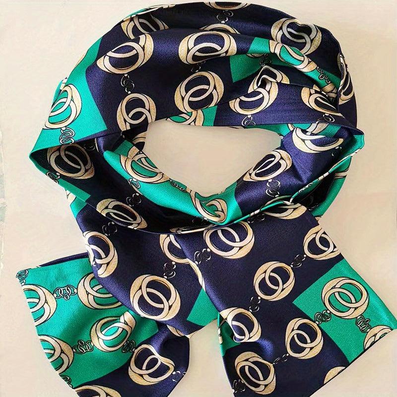 Geometric Print Silk Neck Scarf Bandana Hair Accessories