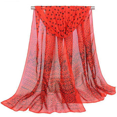 Boho Vintage Print Chiffon Silk Scarf- Long Sunscreen Shawl Wrap