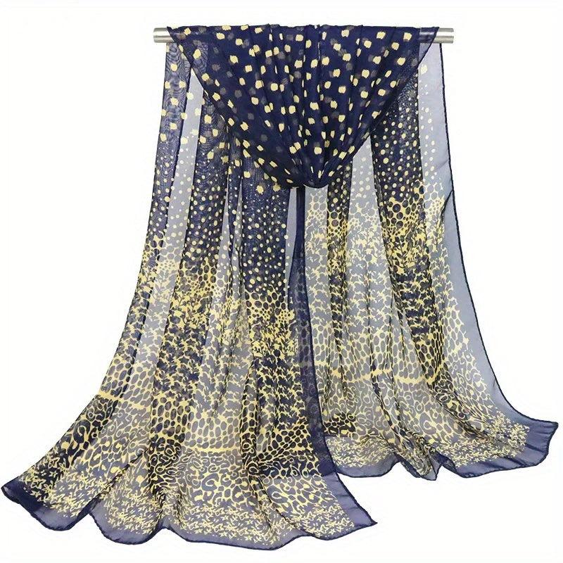 Boho Vintage Print Chiffon Silk Scarf- Long Sunscreen Shawl Wrap