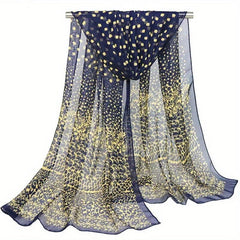 Boho Vintage Print Chiffon Silk Scarf- Long Sunscreen Shawl Wrap
