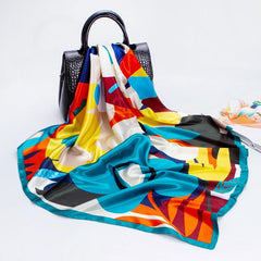 Satin Print Bandana Square Scarf Lightweight Neck Vintage Hair Wrap