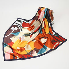 Satin Print Bandana Square Scarf Lightweight Neck Vintage Hair Wrap