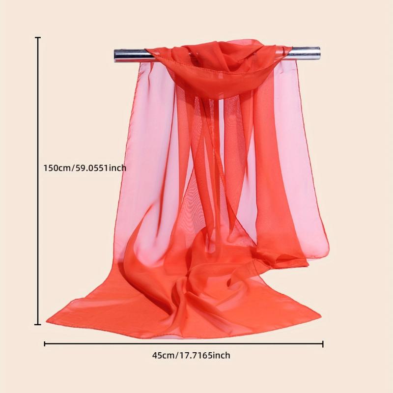 Chiffon Scarf Solid Sheer Shawl Lightweight Breathable Wrap