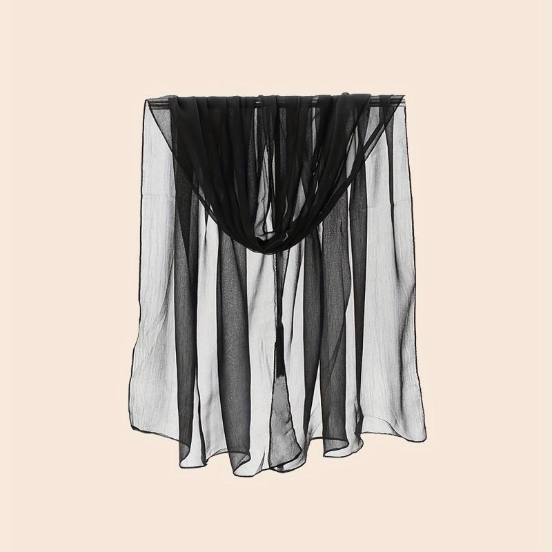 Chiffon Scarf Solid Sheer Shawl Lightweight Breathable Wrap