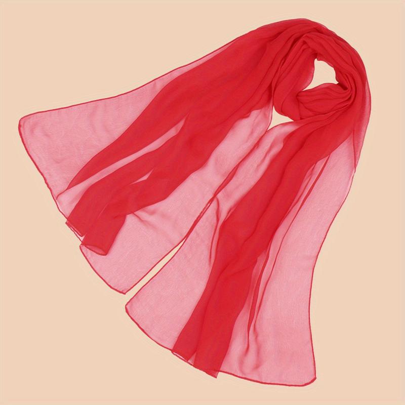 Chiffon Scarf Solid Sheer Shawl Lightweight Breathable Wrap