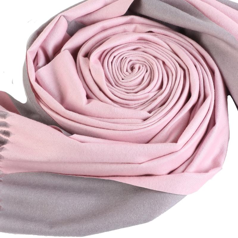 Pink & Grey Double Sided Scarf Tassel Shawl Warm Head Wrap