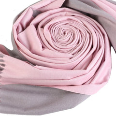 Pink & Grey Double Sided Scarf Tassel Shawl Warm Head Wrap