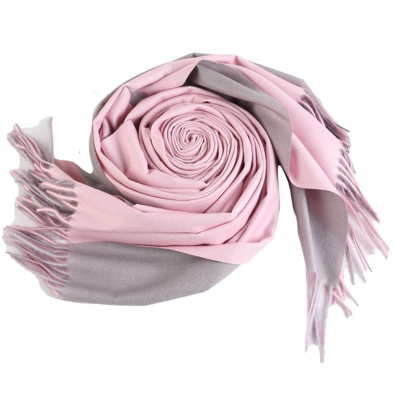 Pink & Grey Double Sided Scarf Tassel Shawl Warm Head Wrap