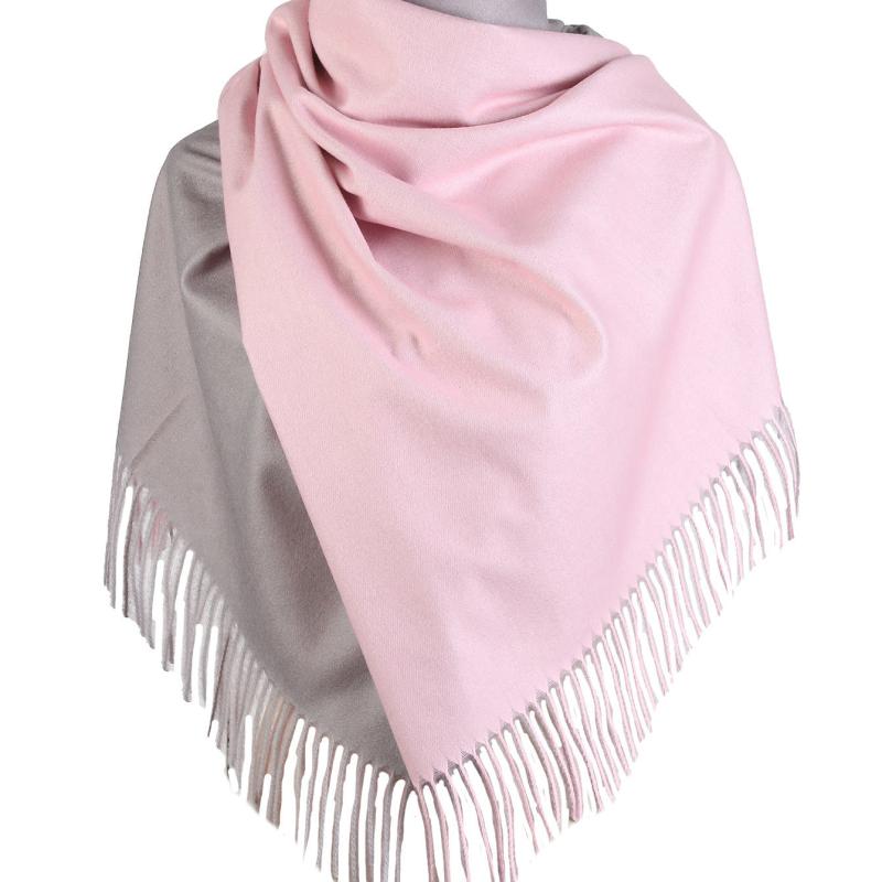 Pink & Grey Double Sided Scarf Tassel Shawl Warm Head Wrap