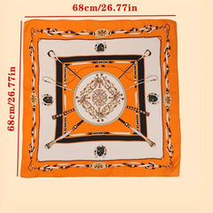 68cm Printed Square Scarf Thin Silk Feeling Satin Headscarf Hair Wrap