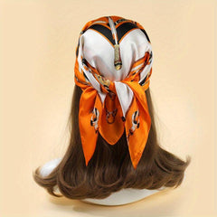 68cm Printed Square Scarf Thin Silk Feeling Satin Headscarf Hair Wrap