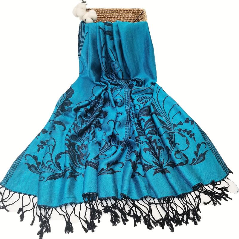 Vintage Jacquard Tassel Scarf Paisley Print Shawl