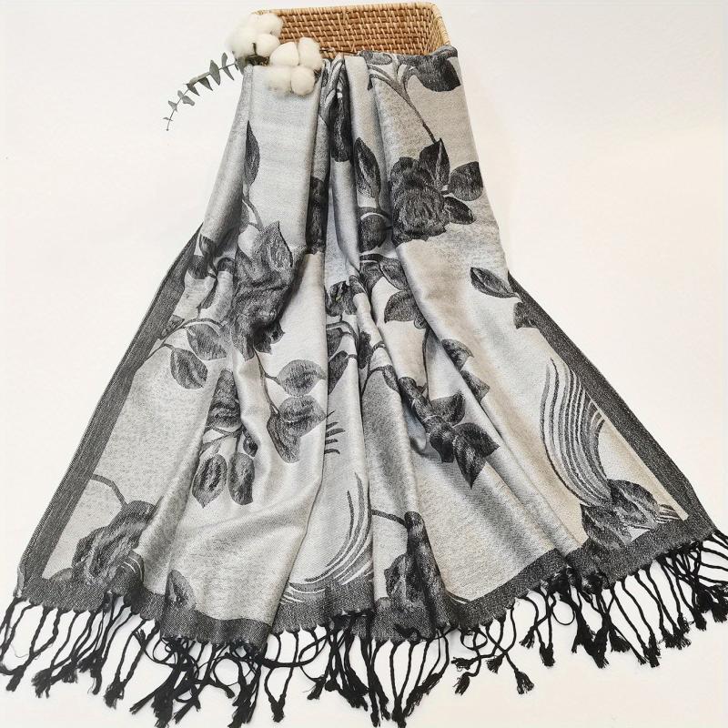 Vintage Jacquard Tassel Scarf Paisley Print Shawl