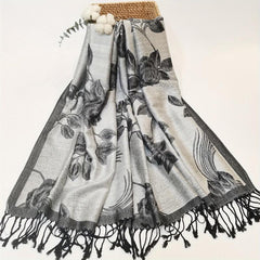 Vintage Jacquard Tassel Scarf Paisley Print Shawl