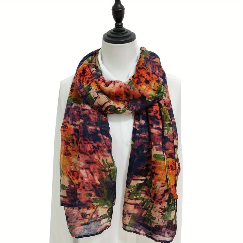 Vintage Graffiti Print Warm Scarf Boho Block Shawl