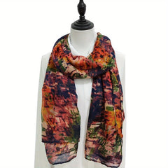 Vintage Graffiti Print Warm Scarf Boho Block Shawl