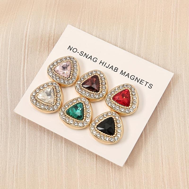 Heart Shape Rhinestone Turban Magnet Buckle for Hijab