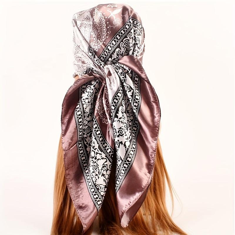 Paisley Print Bandana Silk Hijab Vintage Neckerchief for Women