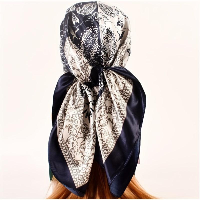 Paisley Print Bandana Silk Hijab Vintage Neckerchief for Women