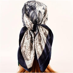 Paisley Print Bandana Silk Hijab Vintage Neckerchief for Women