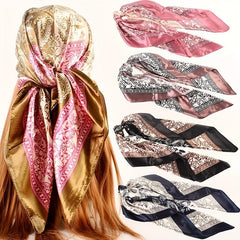 Paisley Print Bandana Silk Hijab Vintage Neckerchief for Women